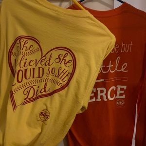 2 Softball Is for Girls shirts adult size M